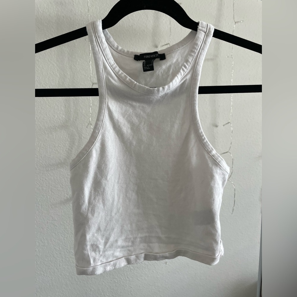 white racer back crop top